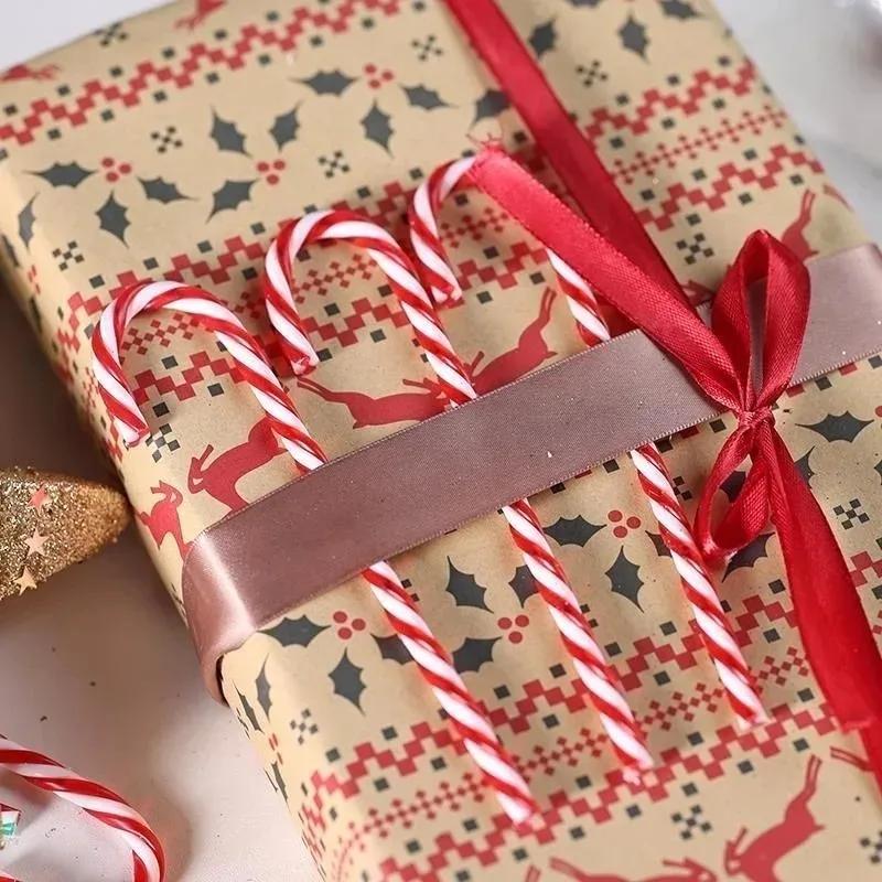 Acrylic Christmas Candy Canes Hanging Pendants Creative Twisted Crutch Xmas Tree Ornaments New Year Party Home Decor Wholesale