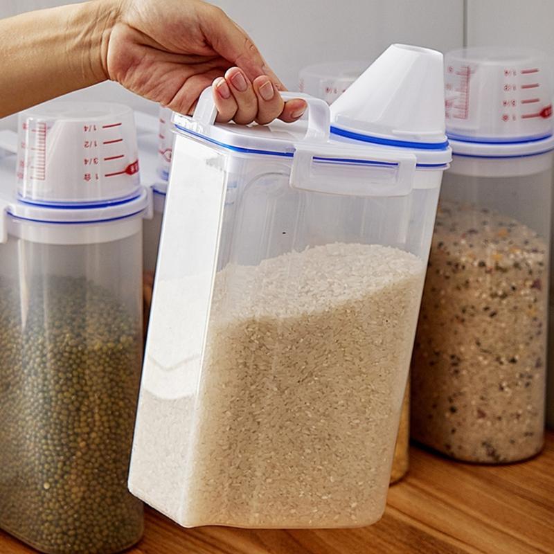 Durable Kitchen Rice Storage Bucket with Airtight Design to Prevent Moisture Clear View Panel for Content Visibility Ergonomic Carry Handle for