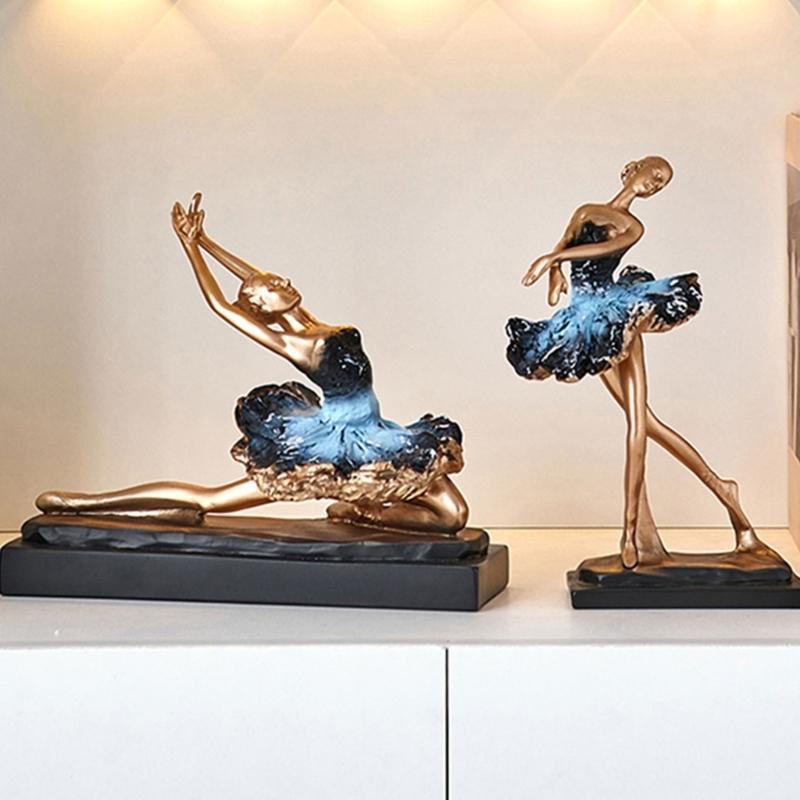 Ballet Dancer Figurine European Girl Dancer Ornament Figure Sculpture Craft For Table Bookcase Accent