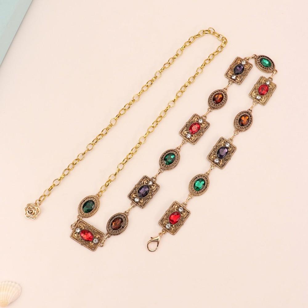 Metal Rhinestone Belly Belts Colorful Y2K Waistband Retro Women Waist Chain  Decorative Jeans