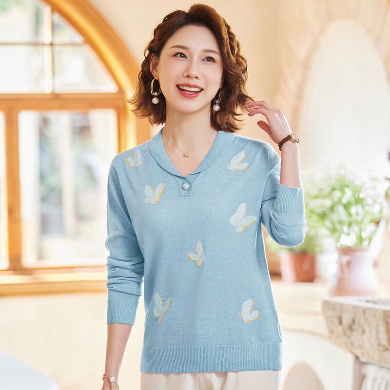 SIFONE Women s V-Neck Long Sleeve Knit T-Shirt 2XL