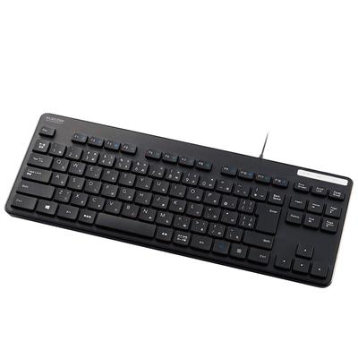 ELECOM Wired Keyboard Thin Membrane Type Antibacterial Compact Tenkeyless Black TK-FCM107KBK