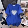 Women's Plus Size Slimming Loose Round Neck Mid-Length Short-Sleeve T-Shirt (Sizes 200/300/350 Jin), Style 1058