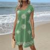 Summer Dresses For Women Loose Square Neck Cap Sleeve Casual Beach Vacation Tshirt Dress Sundresses With Pockets