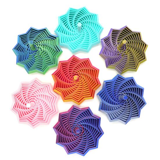 Expandable Sensory Fidget Star 3D Printed Fractal Stress Relief Toy Whirling Spiral Design Fidget Toy with Handle for Anxiety Relief Focus Enhancement