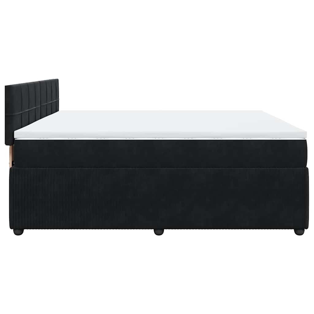 Box Spring Bed with Mattress Black 180x200 Cm Velvet