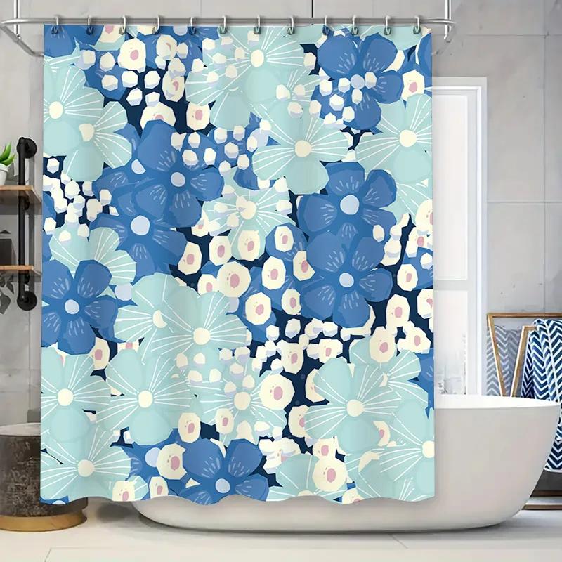 

Blue Floral Shower Curtain Bath Decor With Hooks For Bathroom Accessories In Blue Floral Print Shower Curtains From Home Garden W60H190(CM)-1 Pcs