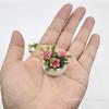 [ZYAS]1Pcs Doll House Living Room Scene Decoration Mini Rose Plant Potted Plants Model Miniature Landscape Handicrafts