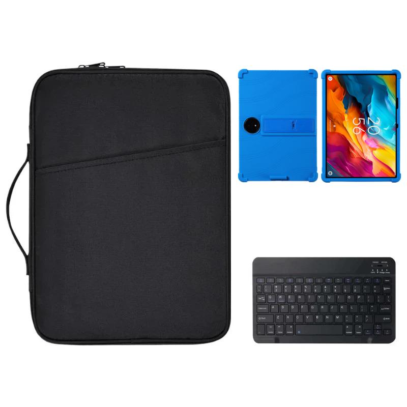 3-IN-1 Voor TCL NXTPAPER 14 9491G 14,3  Siliconen Potloodhouder Hoes + Engels Bluetooth Toetsenbord + Draagbare Opbergtas NXTPAPER 14 9491G blauw