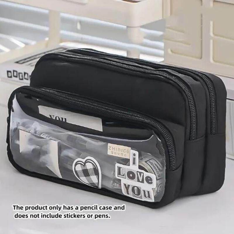 Astuccio Colore Solido Busta Trasparente Coreana per Penne Grande Capacità Borsa Organizer per Cancelleria Materiale Scolastico