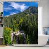 Nature Inspired Shower Curtain with Mountain Landscape Design for Bathroom Decor Blue Sky Forest Greenery 3D Printing Waterproof