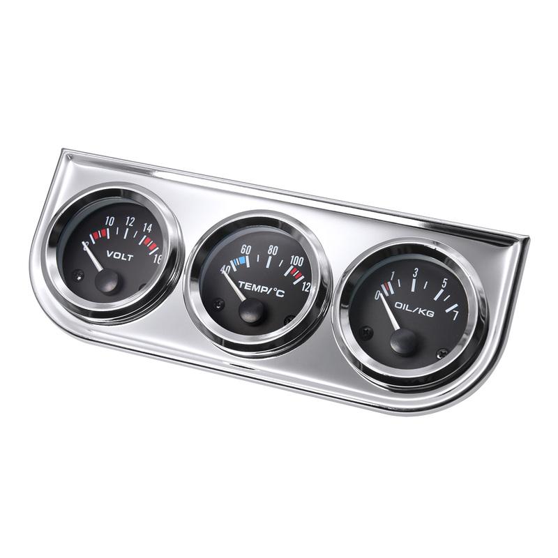 AD 52MM Water Temperature Gauge Celsius Oil Pressure Meter Voltmeter Chrome 3 in 1 Gauge Kit With Sensor Car Motorcycle Meter