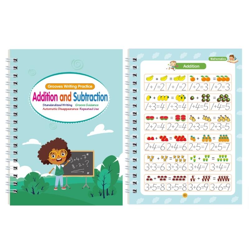 4 Stück Magisches gerilltes Schreibübungsheft Kalligrafie-Übungsbuch Für Vorschulkinder Schreibfähigkeiten Üben
