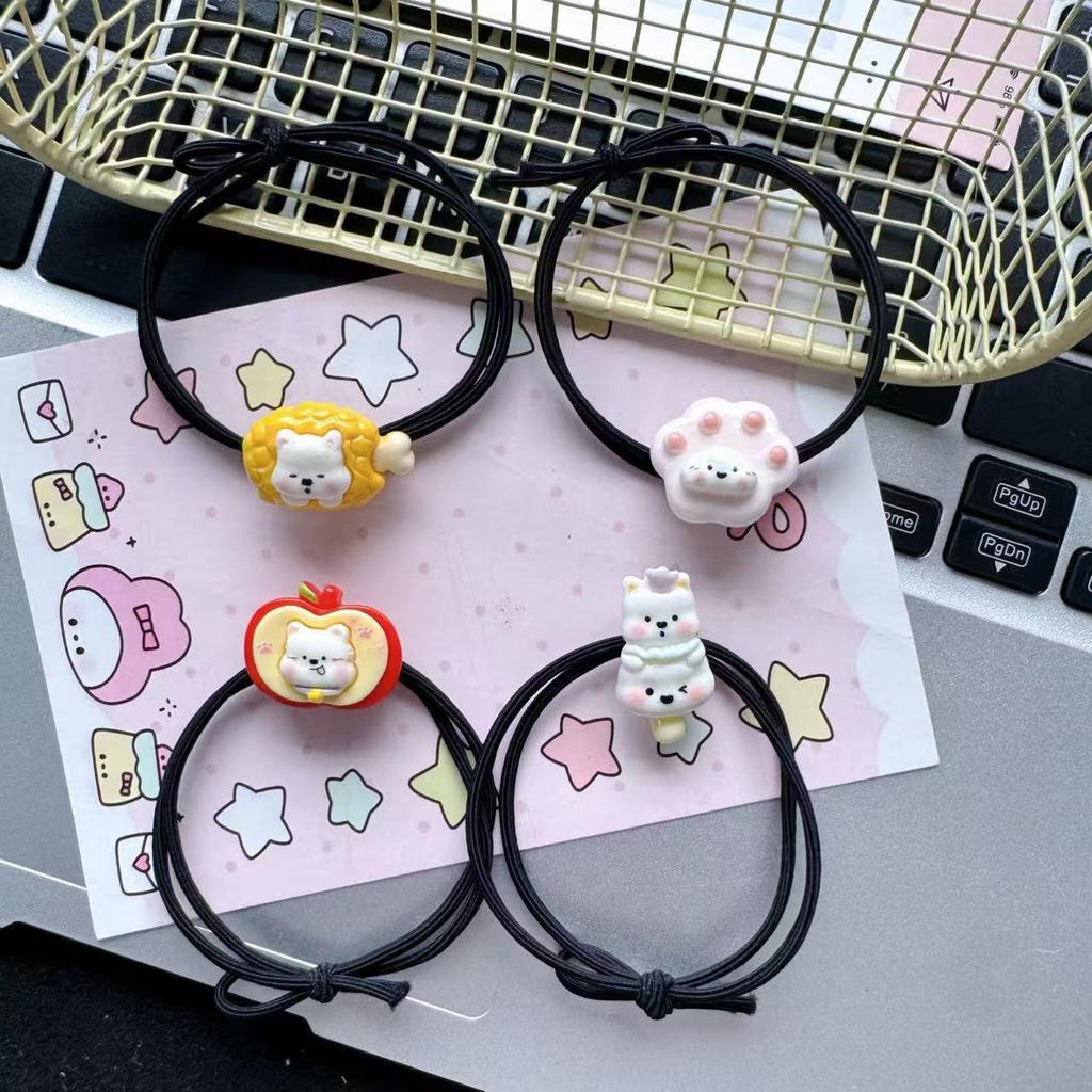 Westie Sweet Cartoon Fluffy Hair Tie - Girlish Rubber Band Headwear Accessory