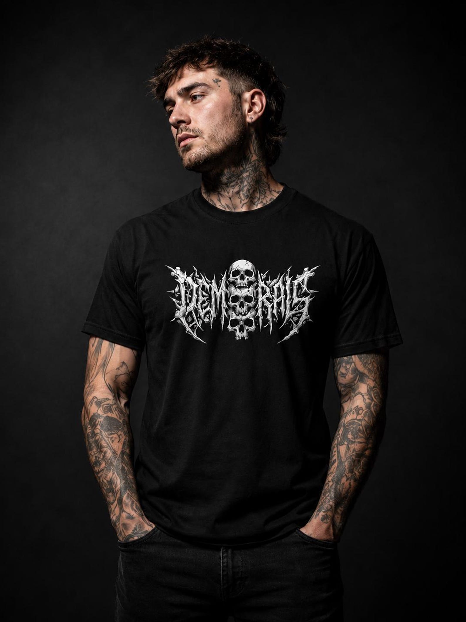Death Metal Skull T-Shirt | Dark Gothic Tee | Heavy Metal Shirt | Horror Graphic Tee | Unisex Metal Band Style Shirt | Skull Shirt S