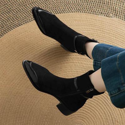 Krazing Po Microfiber Winter Pointed Toe Size 33 Western Boots Size 43 Flock Med Heels Ankle Boots