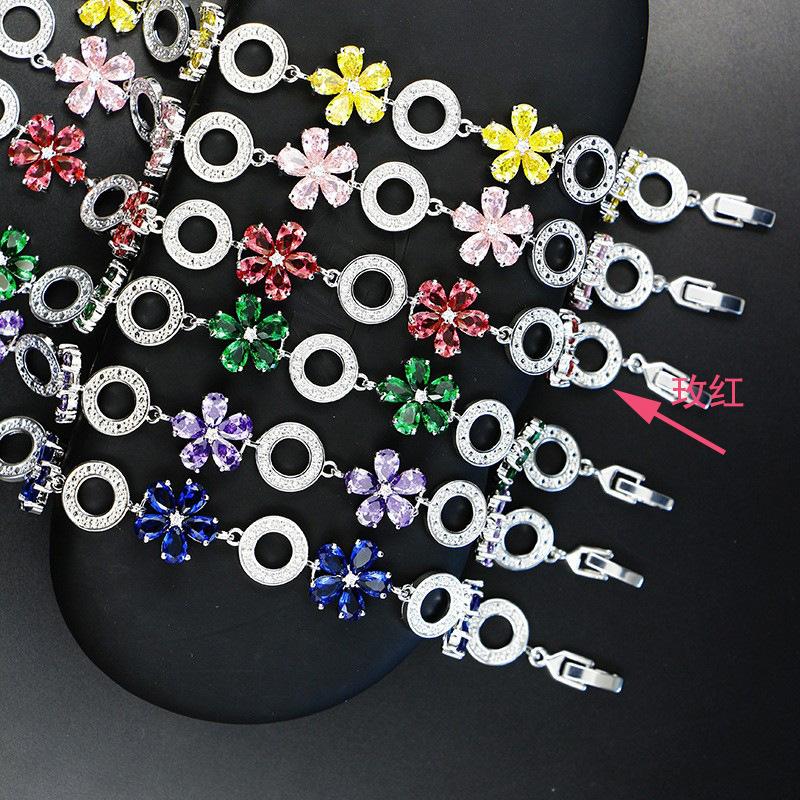 Изысканный браслет с цветком из циркония, женский кристальный браслет с цирконием. 18Cm with 3cm extension buckle