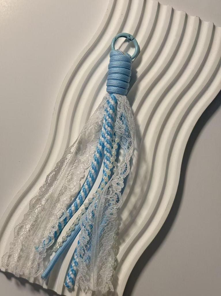 Lace Flower Color Block Knotting Keychain & Phone Charm