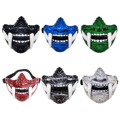 Airsoft Mask Half Face Mask Prajna Mask Japanese Samurai Oni Demon for Cosplay