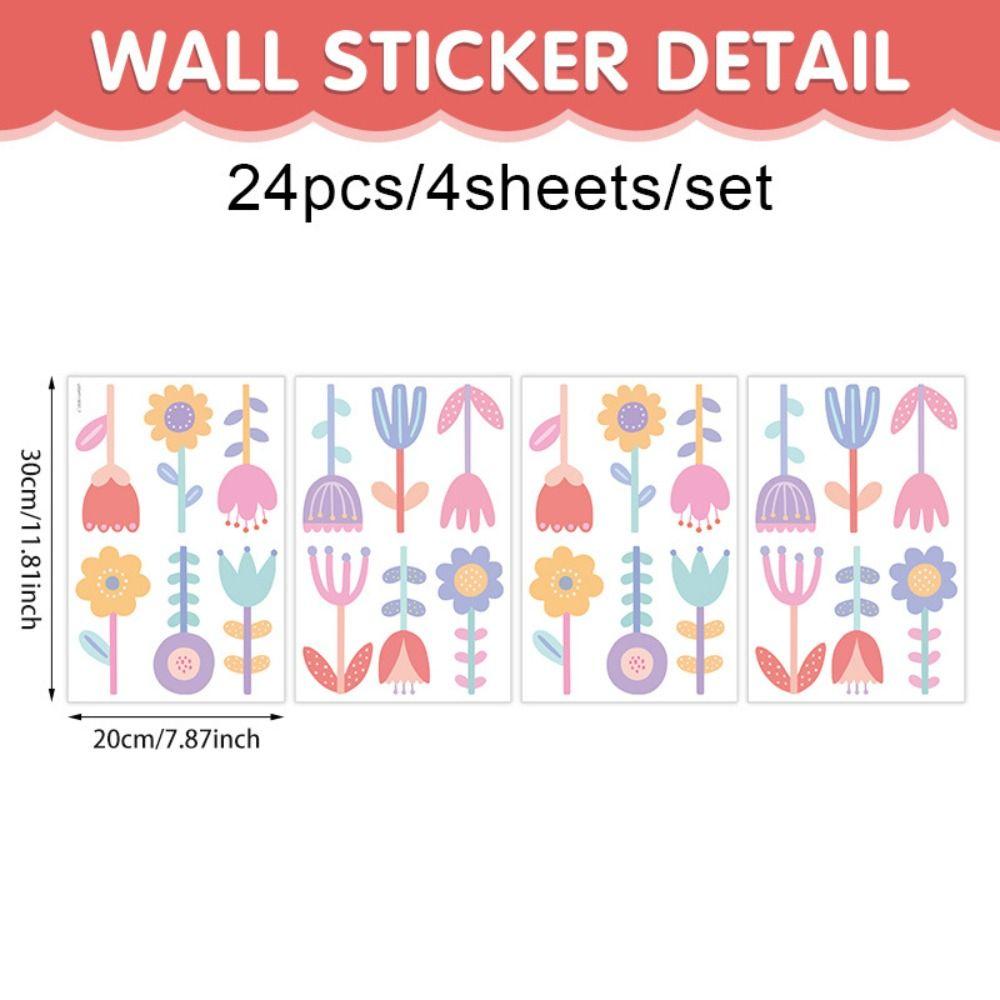 4 sheets Beautiful Flower Wall Stickers PVC Aesthetic Wallpaper Background Decor Decals  Bedroom