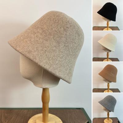 Balıkçı Şapkası Ayarlanabilir Yün Kışlık Sıcak Şapka Kadın Günlük Kova Şapka ile