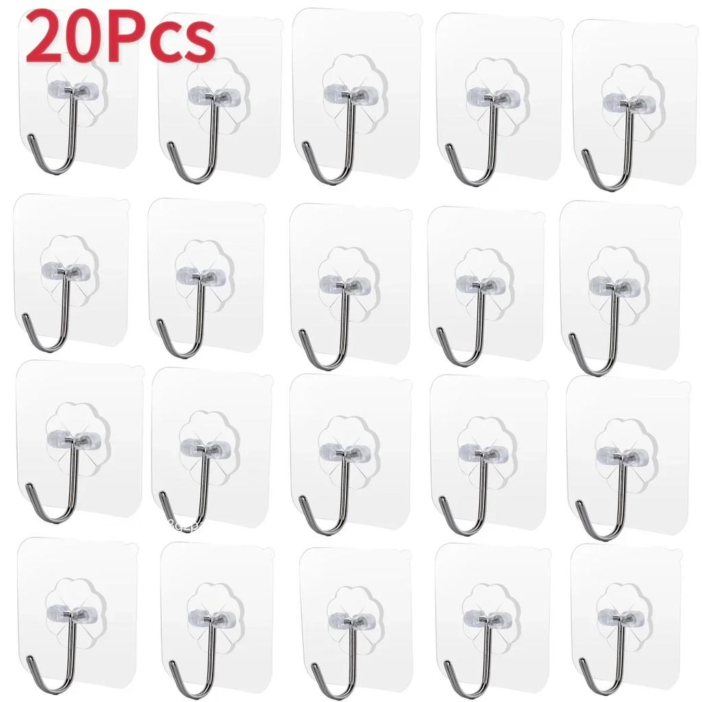 Transparent Self Adhesive Wall Hooks Hangers Key Holder Towel Holder Bathroom Organizer Rack Kitchen Strong Adhesive Wall Hooks