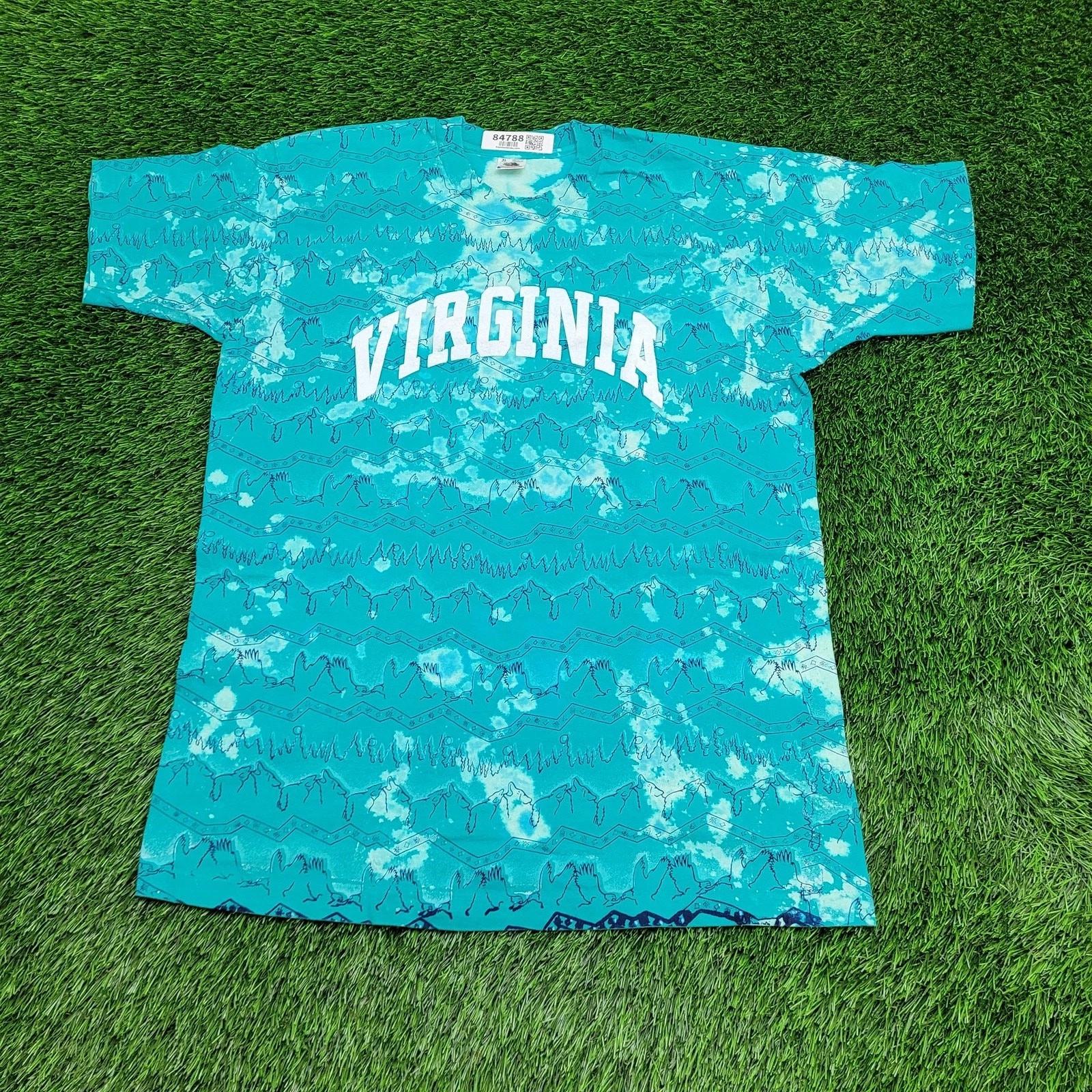 

Vintage 90s Virginia Shirt L/XL 23x31 Bleached AOP Southwestern 2XL