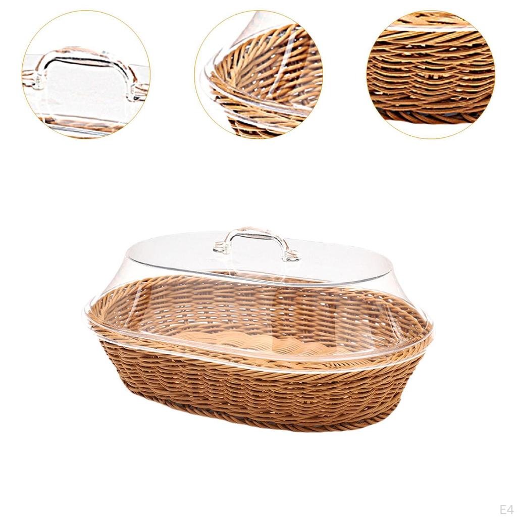 Food Serving Basket Imitation Rattan Woven Bread Drain Wicker Fruit for