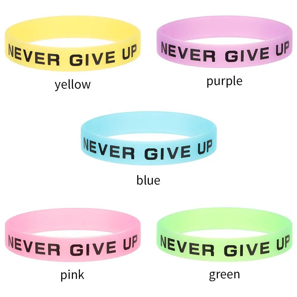 Geschenke Silikon Armband Teenager Leuchtendes Gummiarmband Sport Manschette Armreif Männer Frauen Niemals Aufgeben