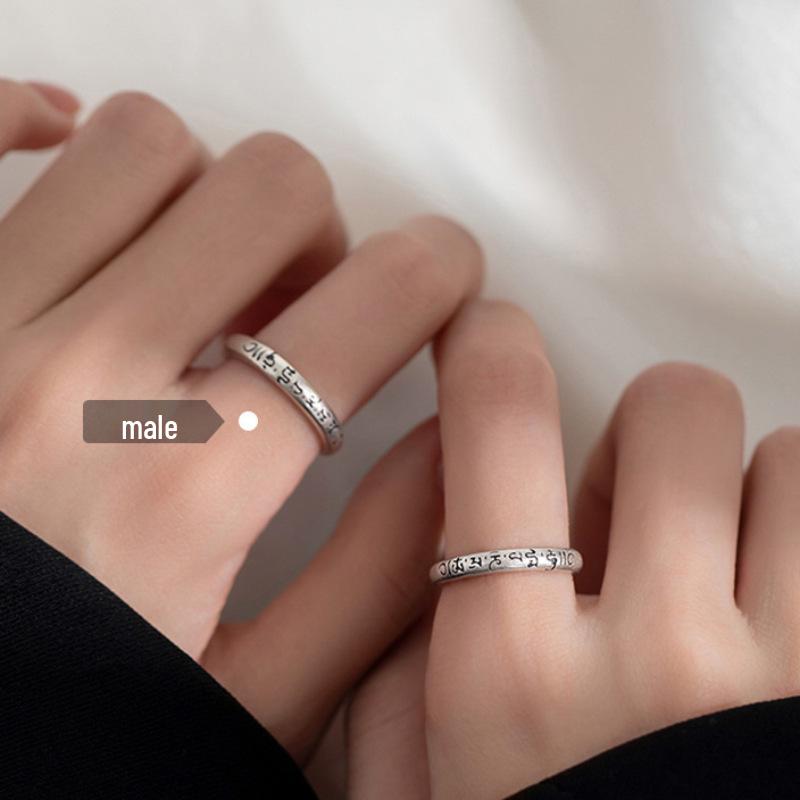 Adjustable Women s Chinese Character Couple Ring - Versatile, Fashionable, Creative, Trendy Index Finger Accessory Adjustable Size