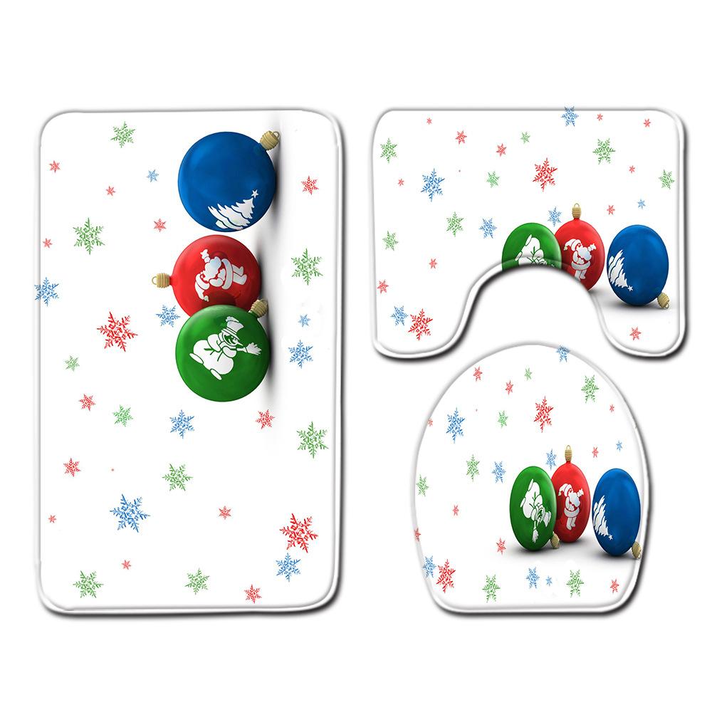 Christmas Bathroom Floor Mat Toilet Three-Piece Set