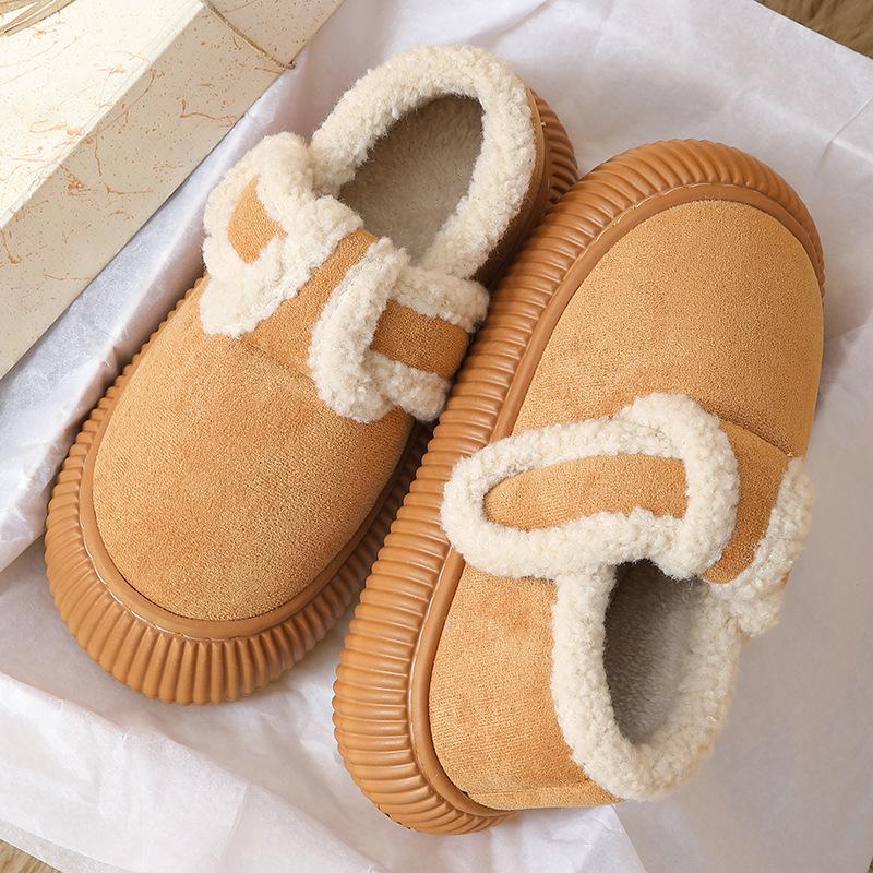 Winter bag and cotton slippers, fashionable versatile non-slip thick-soled velvet warm snow boots, couple cotton shoes