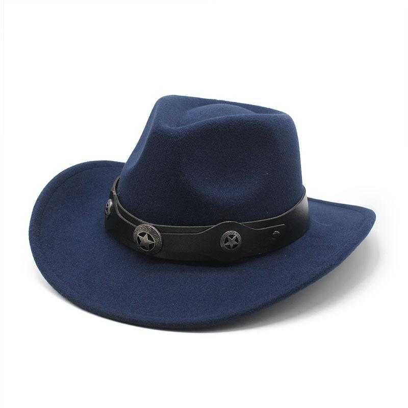 Western Cowboy Felt Hat Tibetan Top Hat Men'S And Women'S Jazz Hat, Woolen Hat