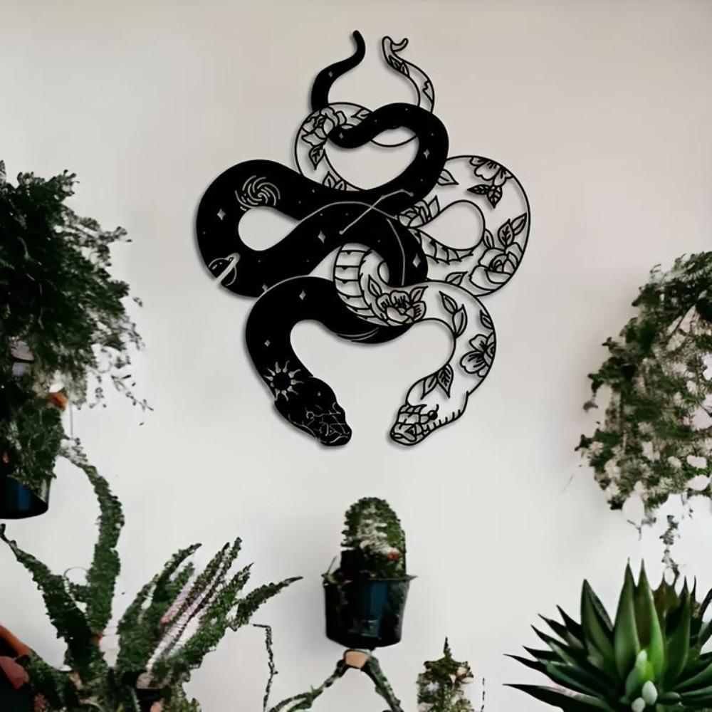 Two Headed Snake Metal Wall Art Indoor Outdoor Decor Modern Classic Luxury Home Halloween Christmas Gift