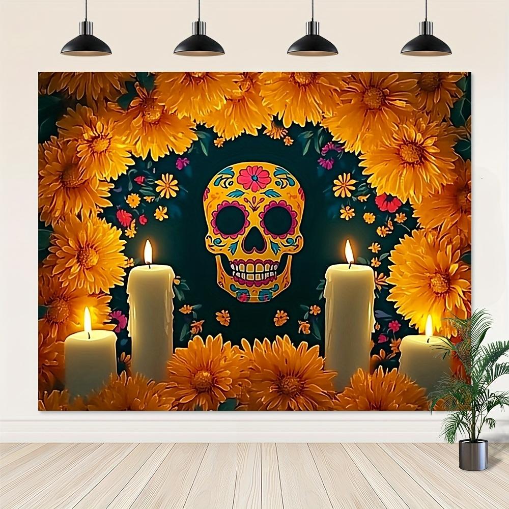 1 piece Death Festival background colorful sugar skull and peanut design polyester party decoration