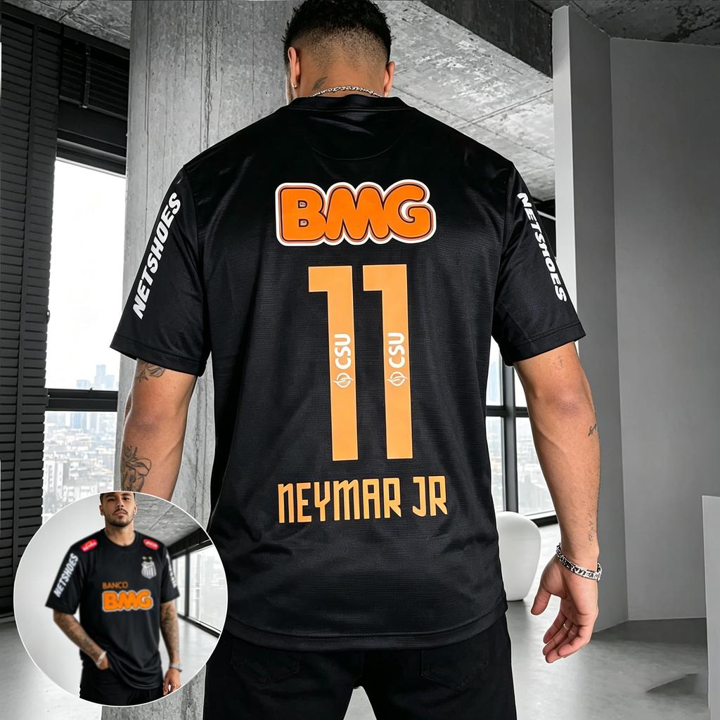 SummerClassic 1112 Santossi Cotone Puro Maglia da Calcio Retro Piccolo Neymar Calcio Adulto Unisex e Unisex Taglia Grande Manica Corta