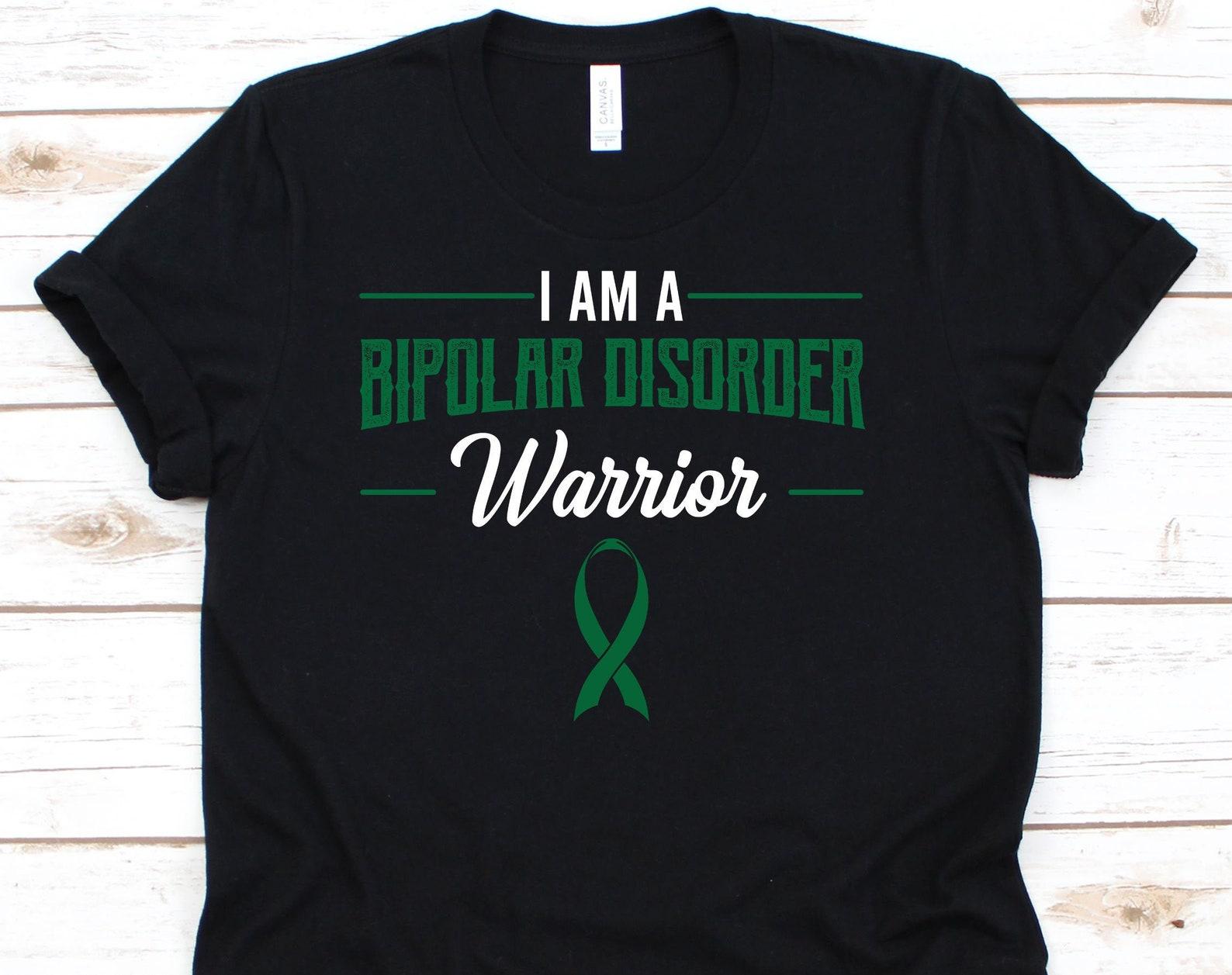 I Am A Bipolar Disorder Warrior Shirt, Bipolar Awareness Gift For Men And Women With Depression Anxiety Problems, Bipolar Ribbon Tshirt 3XL