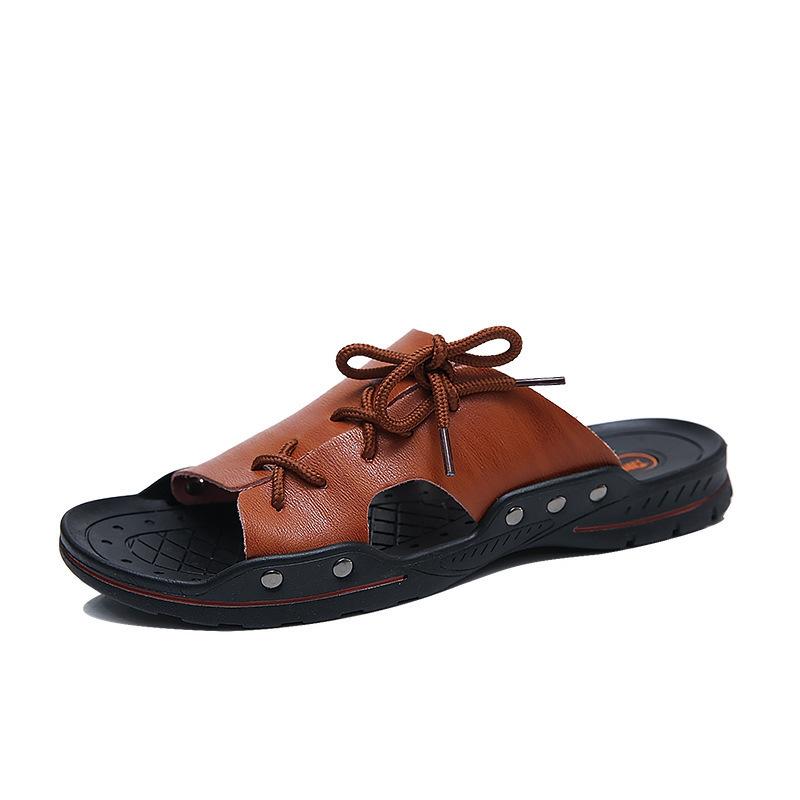 Summer sandals leather slippers outdoor non-slip beach shoe size