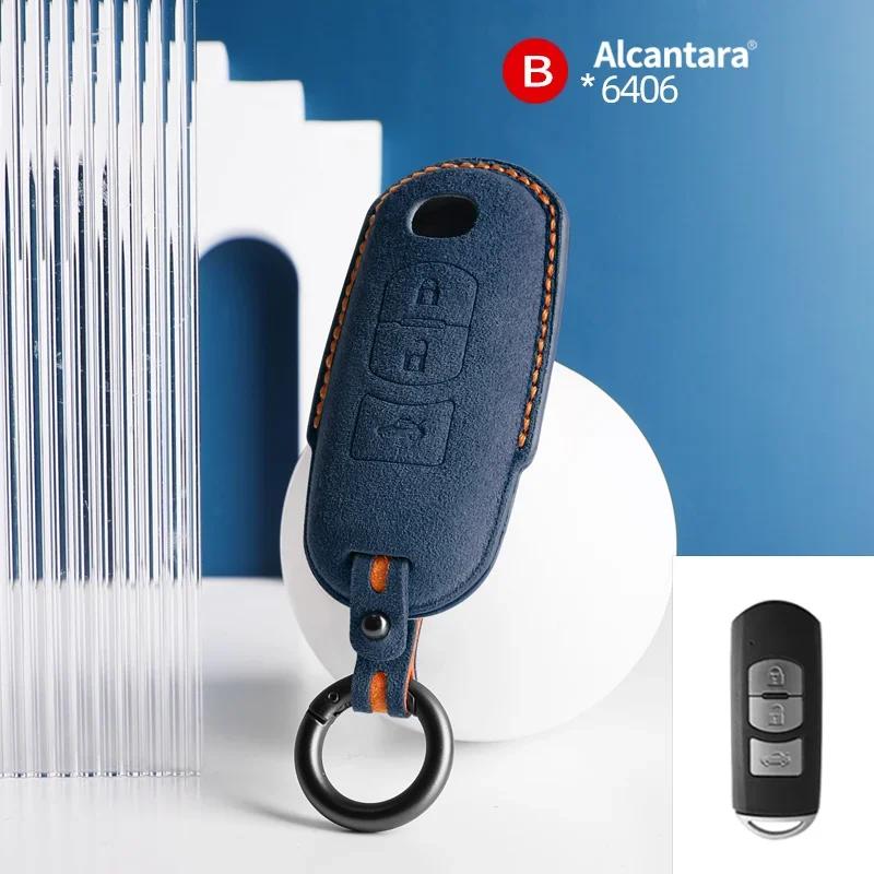 Interior Mouldings Alcantara Suede Car Key Case Cover For Mazda CX50 CX60 CX90 2 3 5 6 CX3 CX5 CX7 CX9 CX8 Keychain Remote Prote