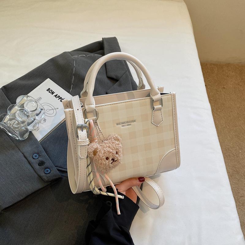 Korean foreign style handbag women's 2025 summer new fashion plaid small square bag high value shoulder messenger bag