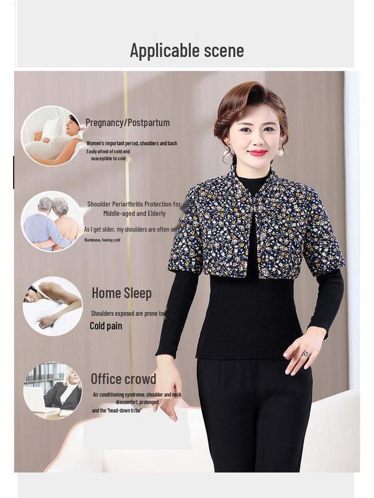 Mid-Sleeve Fleece-Lined Camisole Vest for Mid-Aged & Elderly Mothers – Autumn/Winter Warmth with Neck Protection