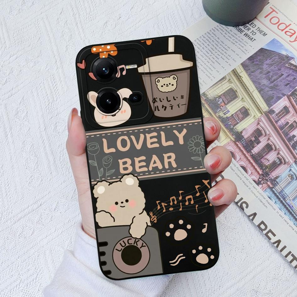 Phone Case For Vivo V19 Neo Z1 Z3X Z5X V21E V23E V25E V27 Pro V20SE V9 Cute Bear Shockproof Protective Soft Silicone Phone Cover For Vivo Bumper