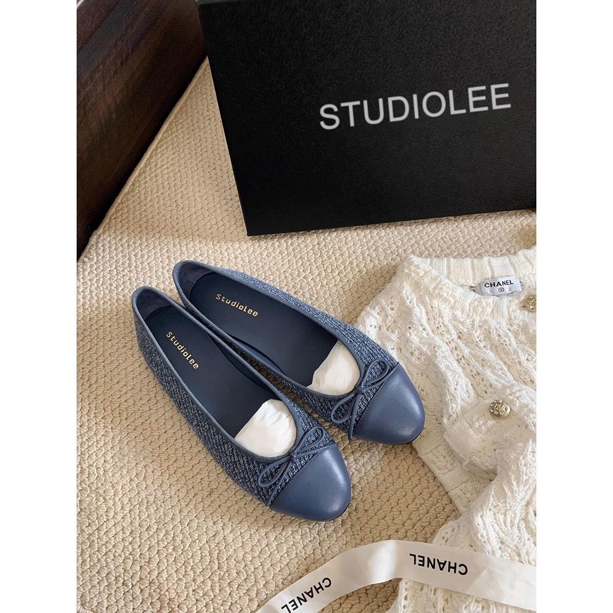 

Sheepskin grape mother same classic splicing round head ballet flats bow low heel small fragrant wind light mouth single shoes 34