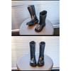 Bottes en cuir simples pour enfants à la mode Bottes longues pour filles Bottes en cuir Bottes en coton chaudes en polaire