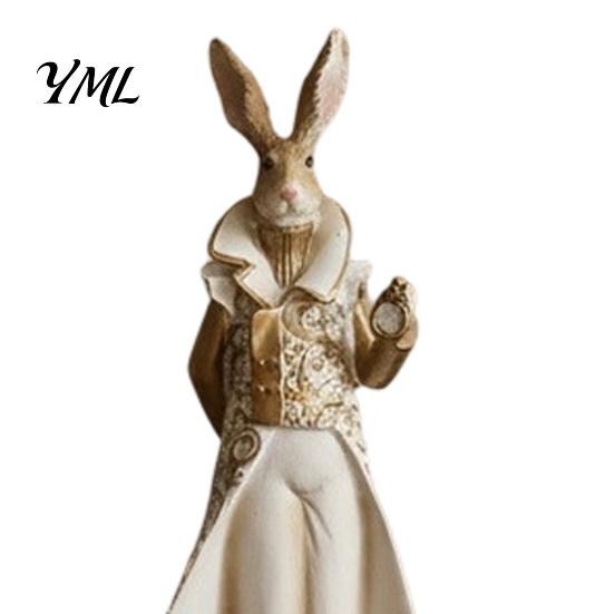 Durable Resin Crafts for Interior Vintage Mr & Mrs Rabbit Figurine, Dress Bunny Statues, Farmhouse Stylish Figurines Office Desk Country Tabletop