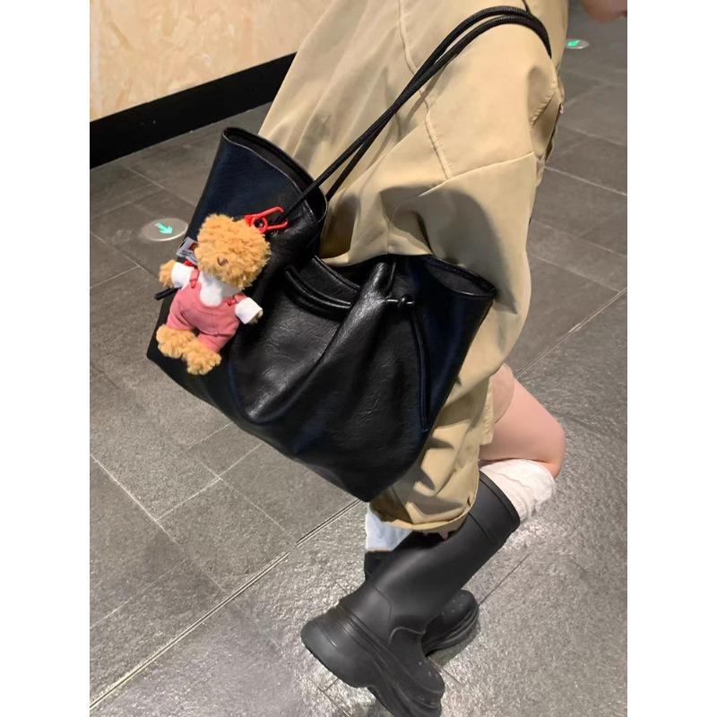 Premium Retro Strap Tote Bag Women's Large Capacity PU Leather Shoulder Bag Fashion Handbag Bag Bag