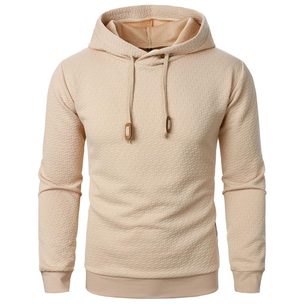 Autumn Winter Men's Jacquard Plaid Hoodie Long Sleeve Hoodie Warm Color Hooded Sweatshirt Coat Yasheng