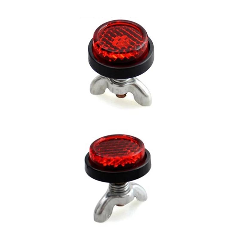 Round Reflective Motorcycle License Fasteners 4/8Pcs Plastic Metal Bolts Red Reflector For Secure Nighttime Visibility