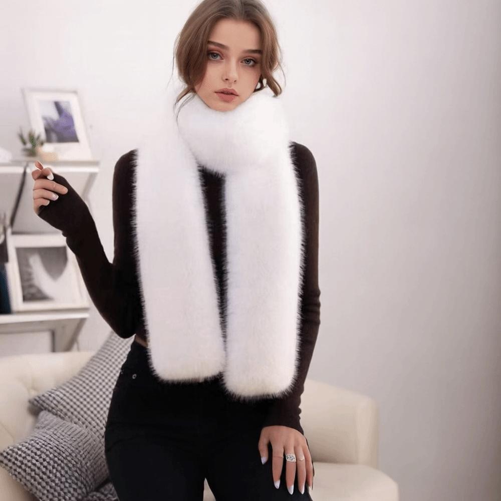 Fashionable 179*12cm Fake Fur Long Scarf Thick Soft Long Strip Scarf Fur Decor Winter Fluffy Scarf for Women Men Outdoor