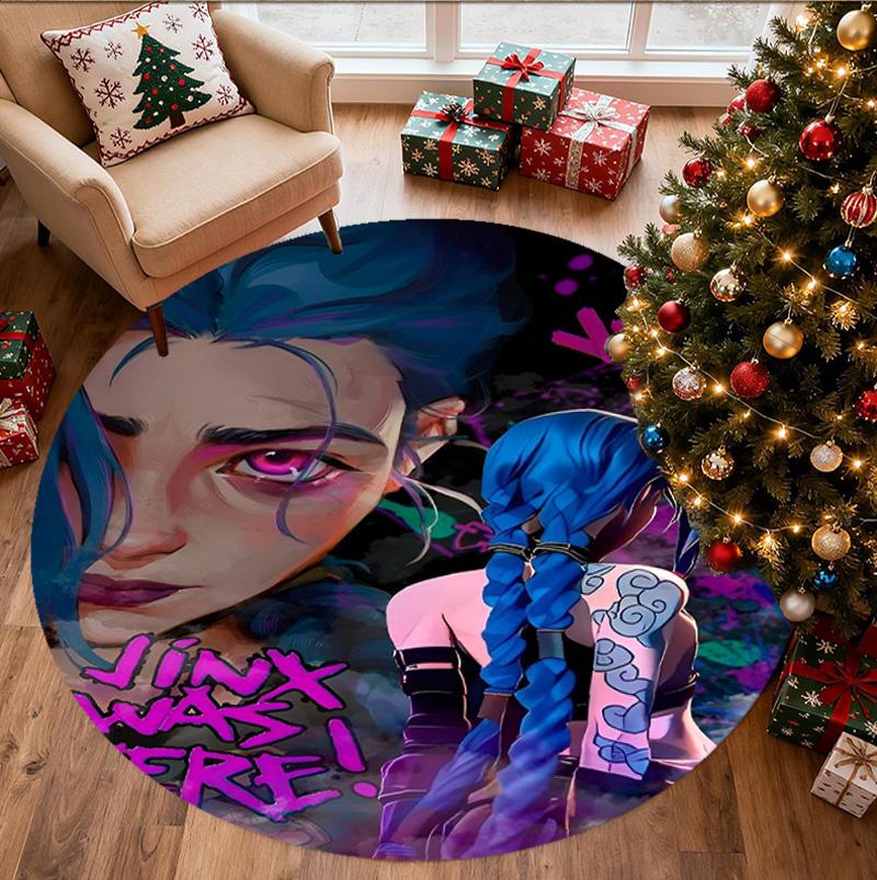 Jinx Pattern Round Rug, Indoor/Outdoor Mat, for Picnic, Gameroom, Bedroom, Office, Living Room, Home Decor Carpet, Birthday Gift